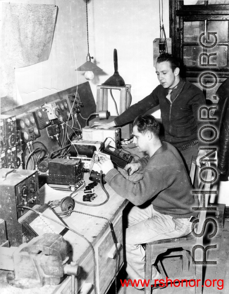 Men work on radio equipment at a base in China.  Image from U. S. Government official sources. 