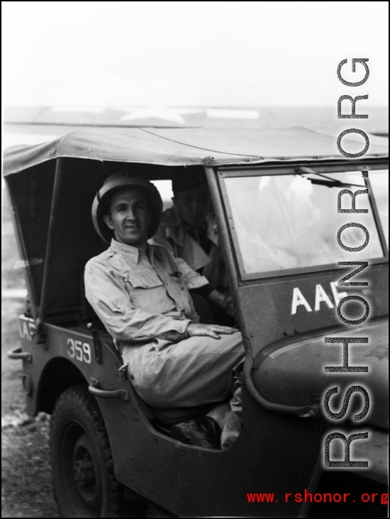 Americans in a jeep, China, during WWII.