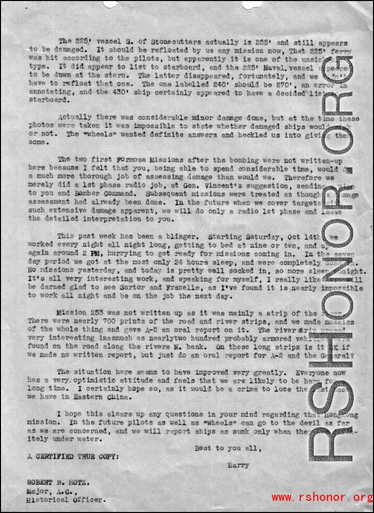 Page 2 of a letter to 'Dick' from 'Harry'  talking about bombing and other air-attack missions.