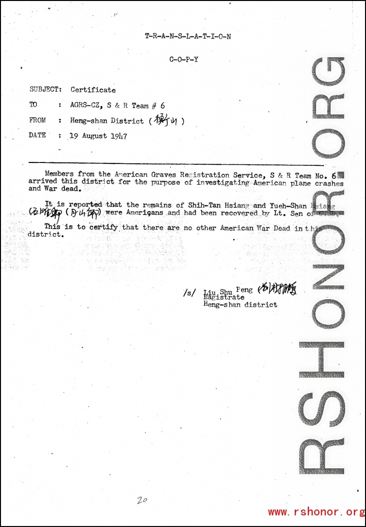 Individual Deceased Personnel File (IDPF) for Albert L. Haynes, MIA, China.