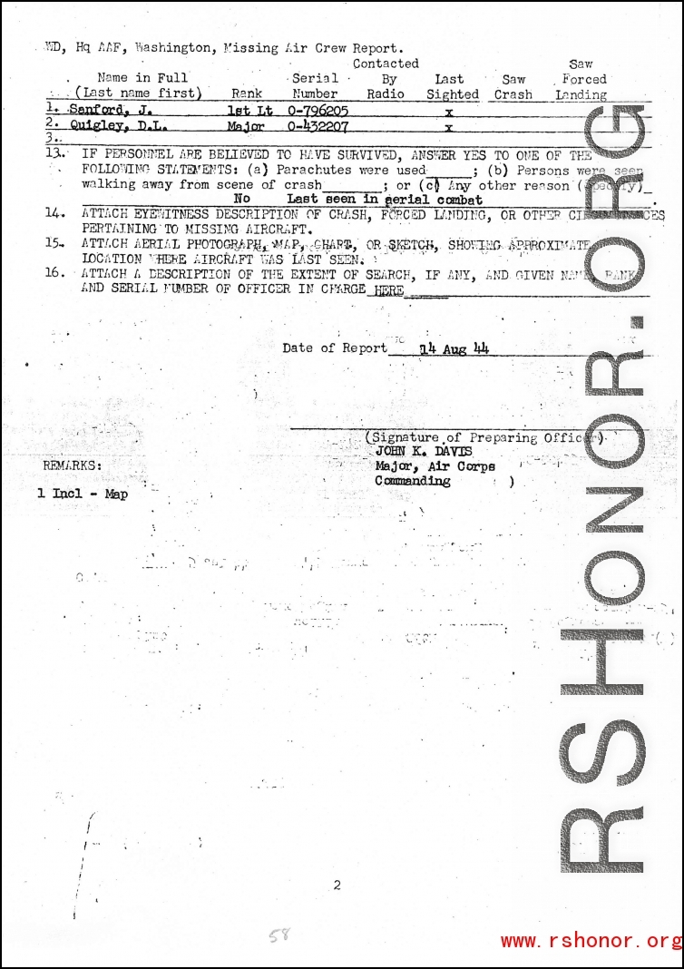 Individual Deceased Personnel File (IDPF) for Albert L. Haynes, MIA, China.