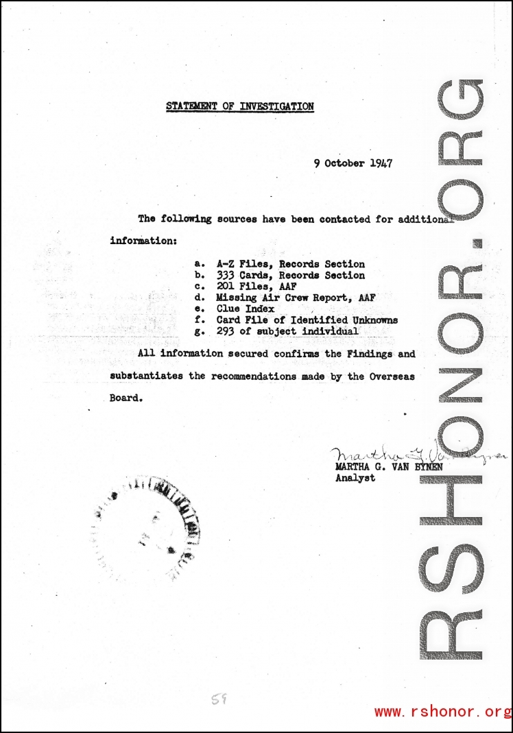 Individual Deceased Personnel File (IDPF) for Albert L. Haynes, MIA, China.