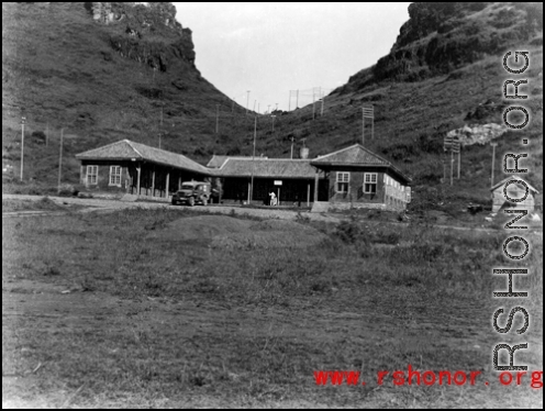 Air Force dispensary at Guilin (Kweilin), China. This building, constructed of mud and bamboo, was equipped to handle major surgical cases."  (Info thanks to TexLonghorn and tonystro)