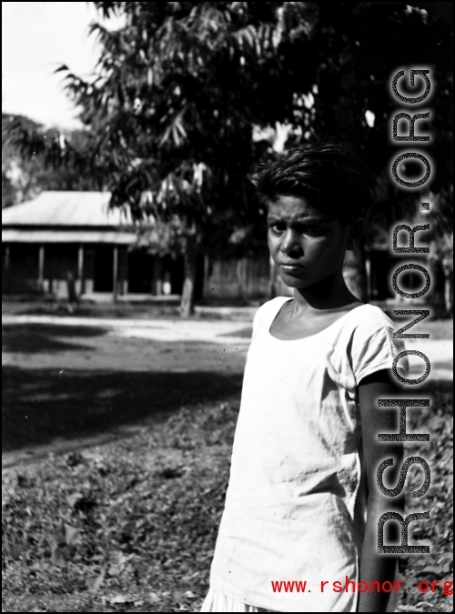 A young man in India during WWII.    From the collection of David Firman, 61st Air Service Group.