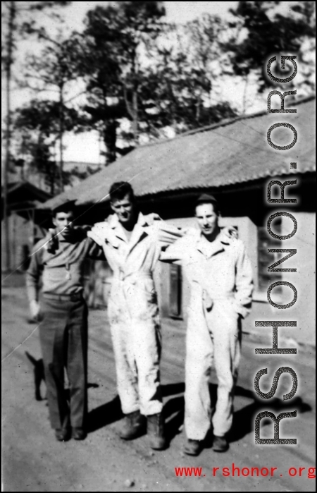 American servicemen pose on the road, probably at Yangkai.