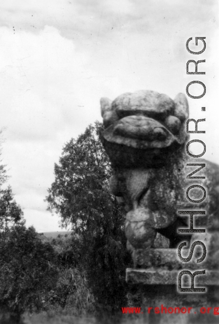 A stone lion in Yunnan province, China.