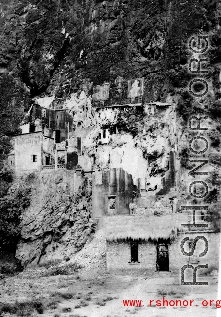 The burned out remains of a temple in China during WWII.   Photo from the collection of Rex B. Gouger, member of the 76th Fighter Squadron, 23rd Fighter Group.