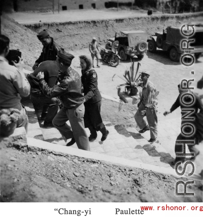 The visit of Paulette Goddard, American star and civilian VIP visitor to "Chang-yi" China, during WWII.