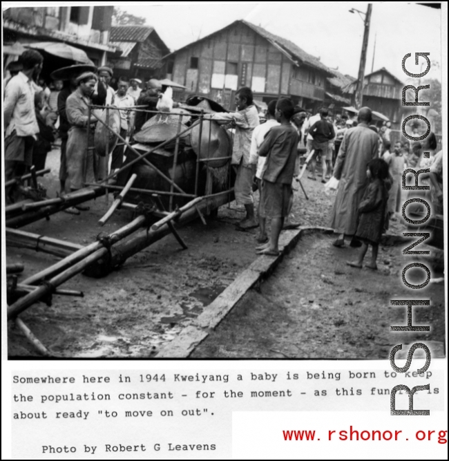 A coffin prepared for a funeral in Guiyang city, Guizhou proving, China, during WWII, 1944.  Photo by Robert G. Leavens.