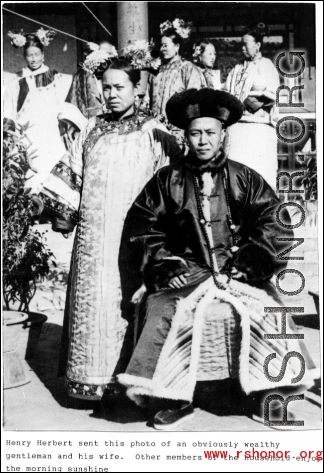 A wealthy family in Manchu dress during WWII in the CBI.  Photo from Henry Herbert.