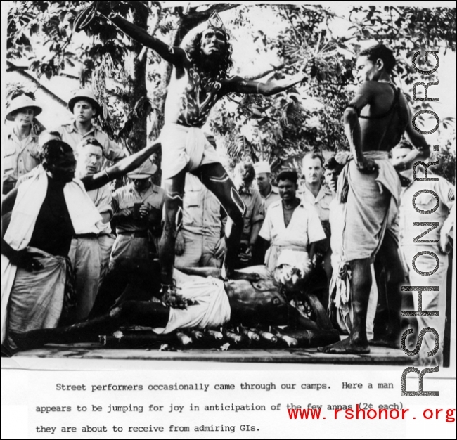 Street performers in India during WWII.