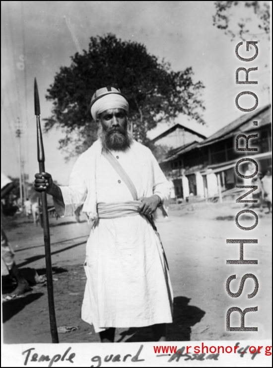 A temple guard in Assam, India, 1944.