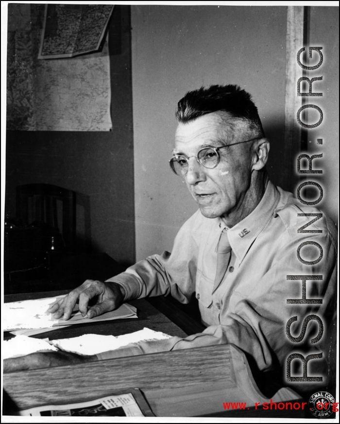 Gen. Stilwell at his desk, in the CBI during WWII.