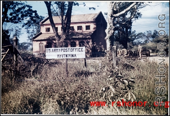 US Army post office at Myitkyina during WWII. In the CBI.