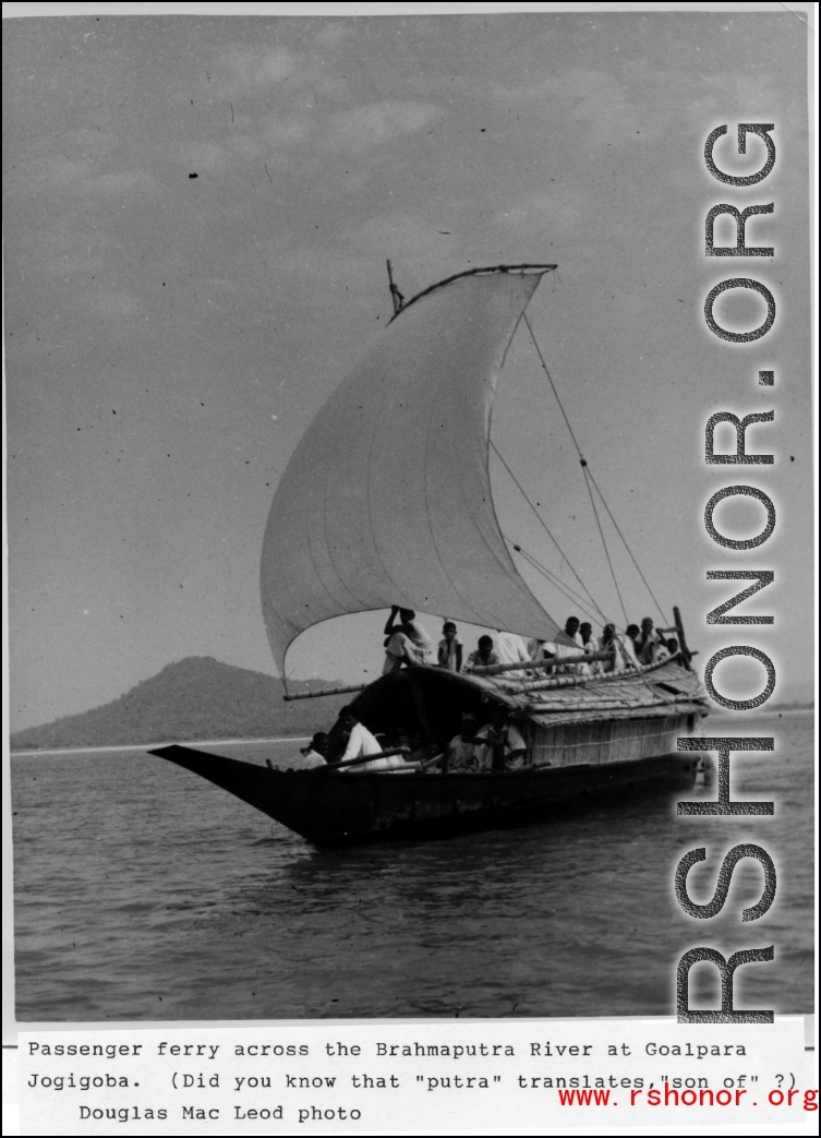 Sailboat crossing the Brahmaputra at Goalpara Jogigoba. In the CBI.   In the CBI.  Photo from Douglas MacLeod.