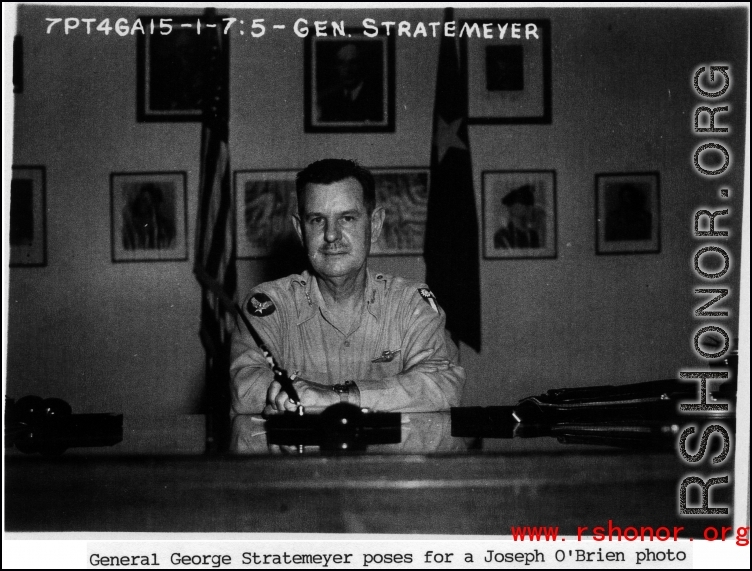 Gen. George Stratemeyer poses at his desk, for Joseph O'Brien photo.