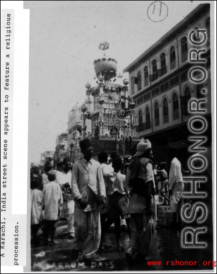 A religious procession in Karachi, India, during WWII.