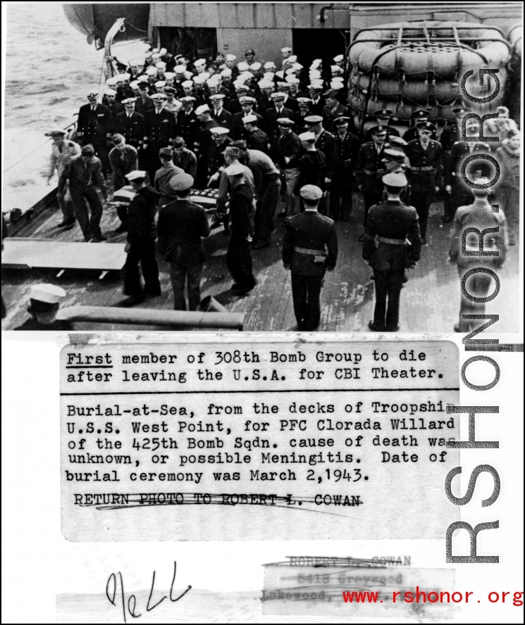 A burial at sea for PFC Clorala Willard.