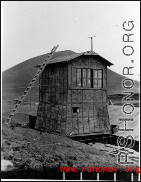 Control tower at a US air base in the CBI during WWII. 