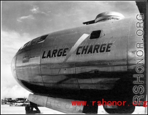 Nose art on the B-29 "Large Charge" in the CBI during WWII.