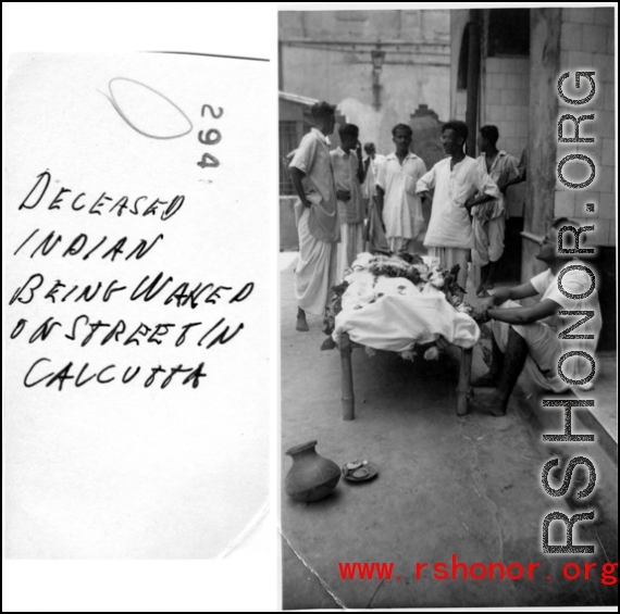 Part of a funeral in Calcutta during WWII.