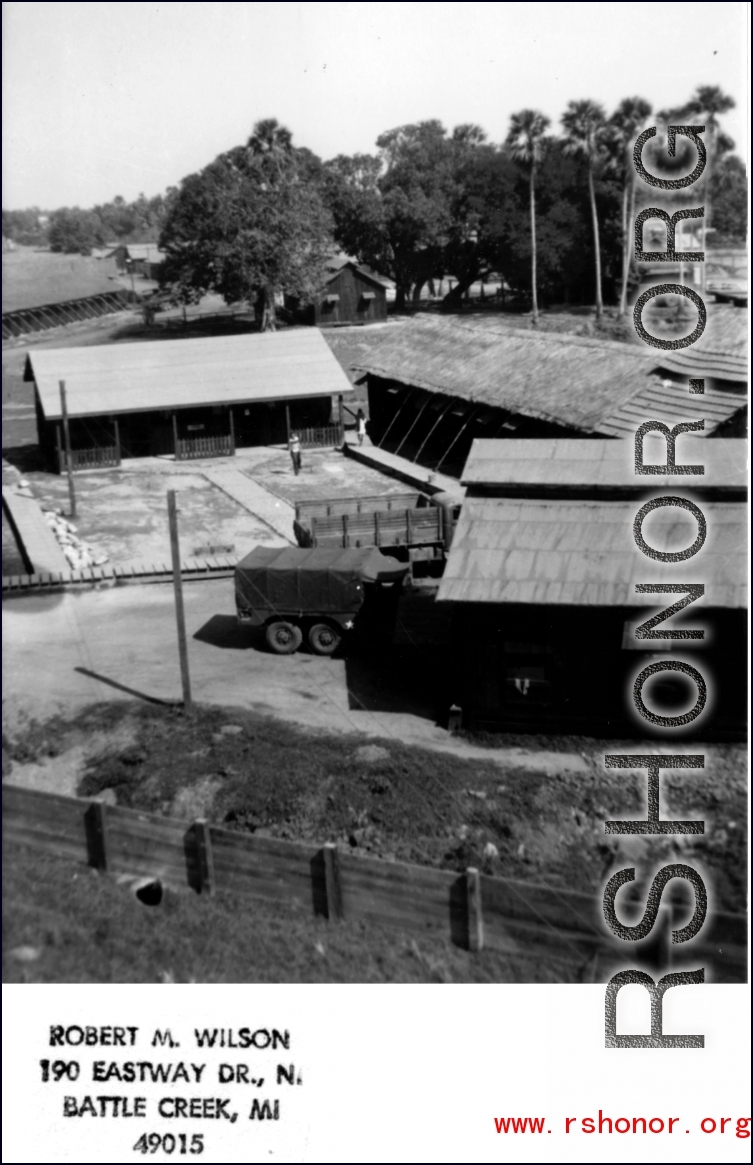 Allied base or depot buildings in the CBI during WWII.  Photo from Robert M. Wilson.