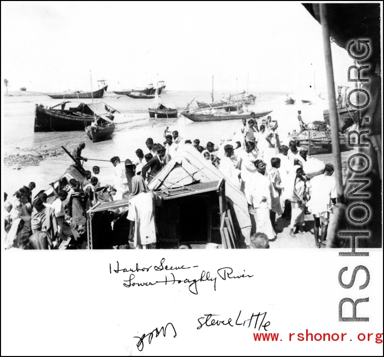 Harbor scene on lower Hooghly River, India. In the CBI during WWII.  Photo from Steve Little.