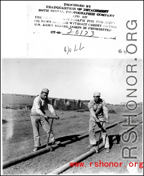 American engineers in China work on fuel pipeline from India. During WWII.