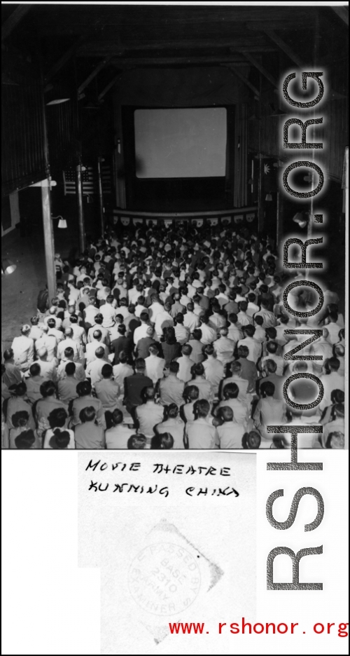 GIs packed in tight at a movie theater in Kunming, China, during WWII.