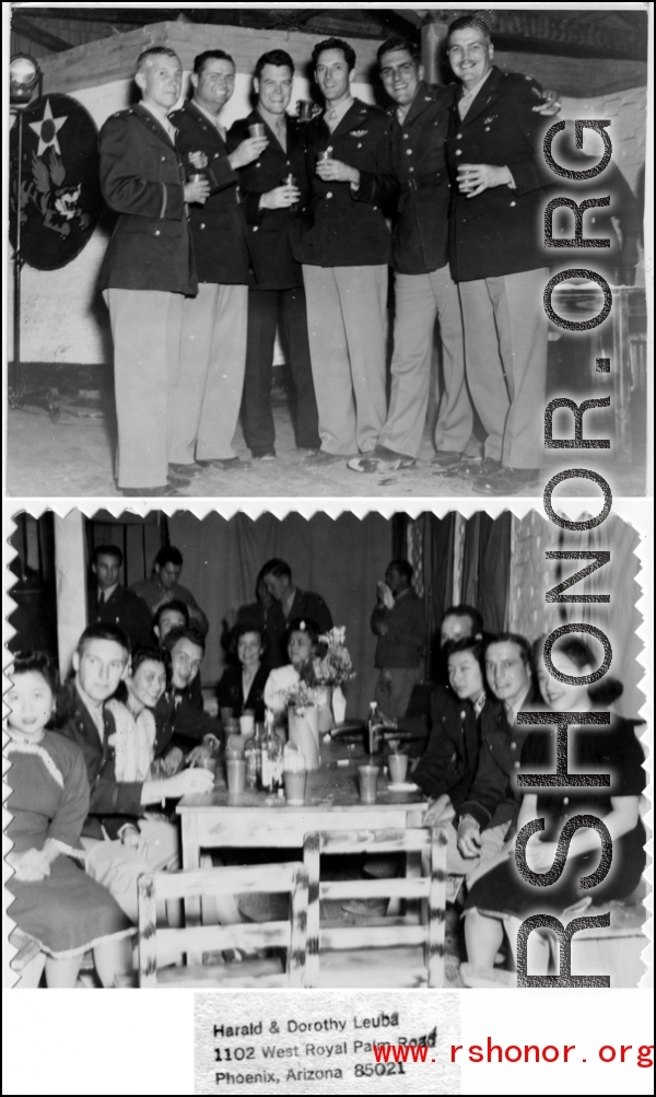 Party and dance at the Hostel #10 Officer's Club on January 19, 1945.  Photos from Dorothy Yuen Leuba.