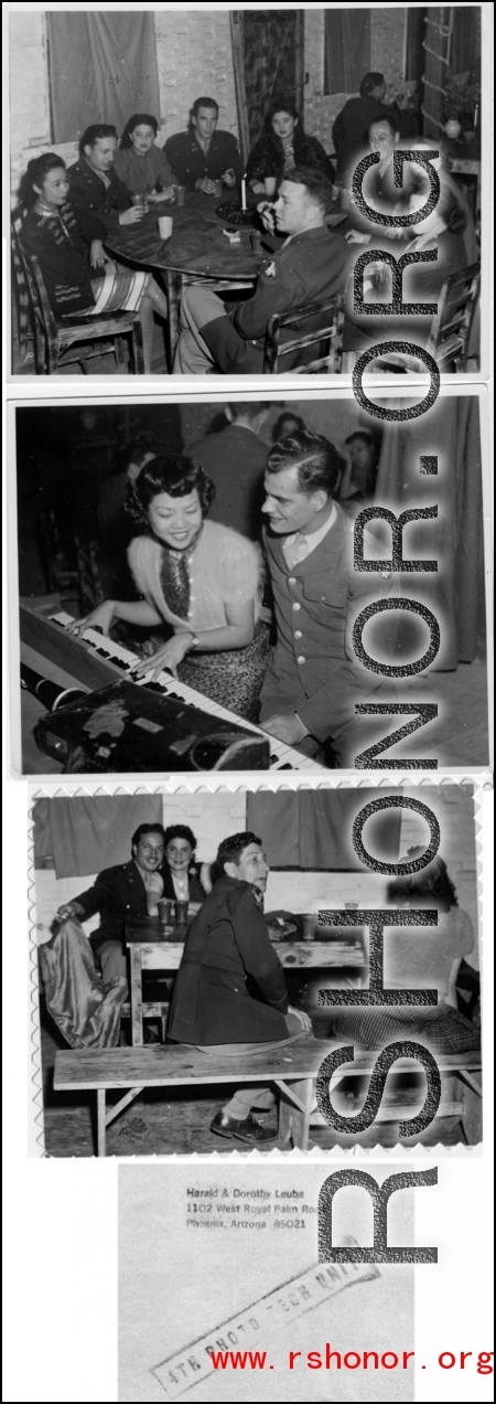 Party and dance at the Hostel #10 Officer's Club on January 19, 1945.  Images provided by Dorothy Yuen Leuba.
