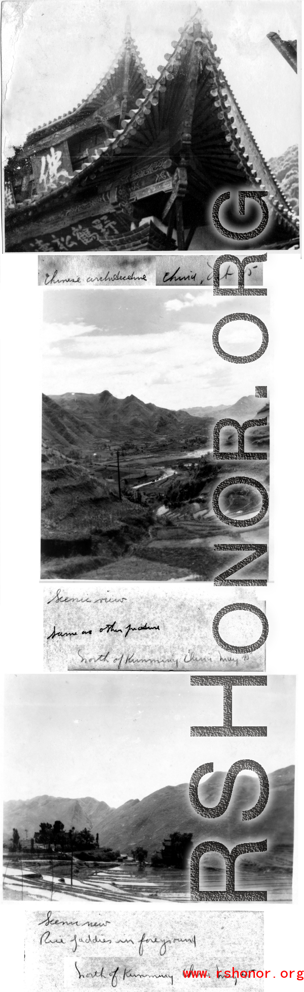 Temple and scenery north of Kunming during wartime.
