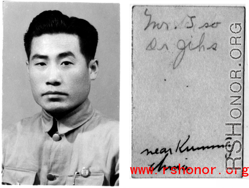 Picture of Mr. Tso, near Kunming, China, during WWII.