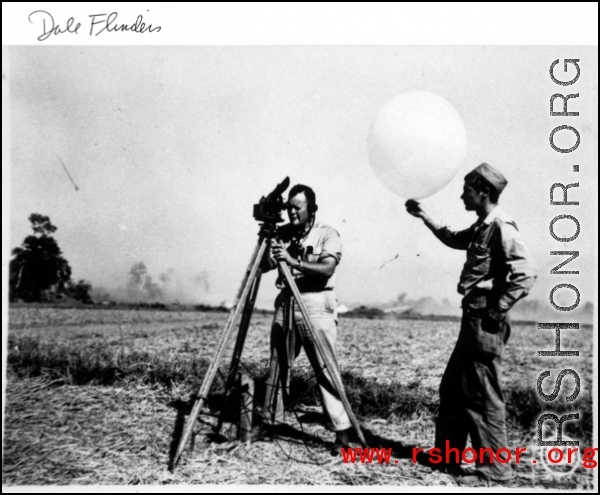 A cameraman shoots movie footages in the CBI during WWII.  Dale Flinders.