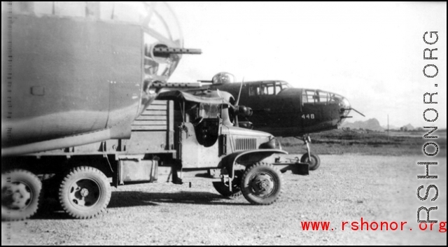 Gas wagon on the hardstand near the main strip, Liuzhou, June 1944