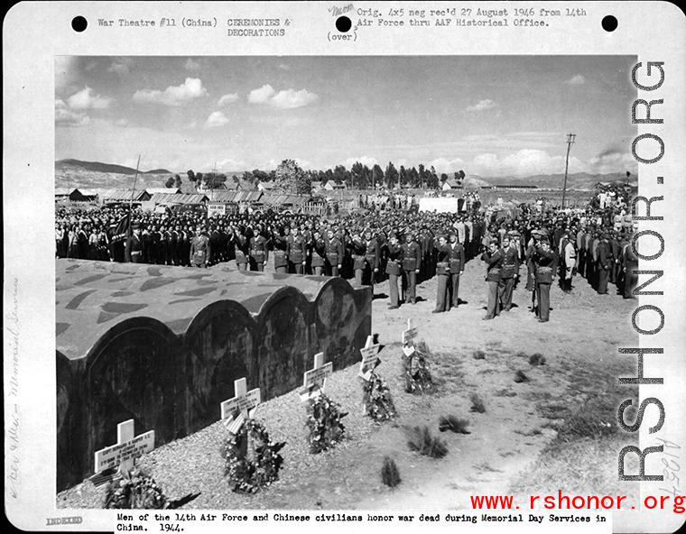 A Memorial Day ceremony in Kunming, Yunnan province, China, during 1944.