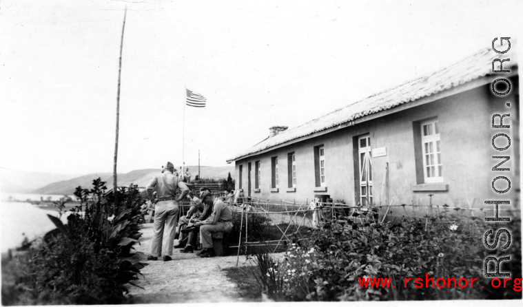 US officers resting at the U.S. Camp Schiel rest station on Yangzonghai lake (阳宗海), to the east of Kunming, Yunnan province, China.