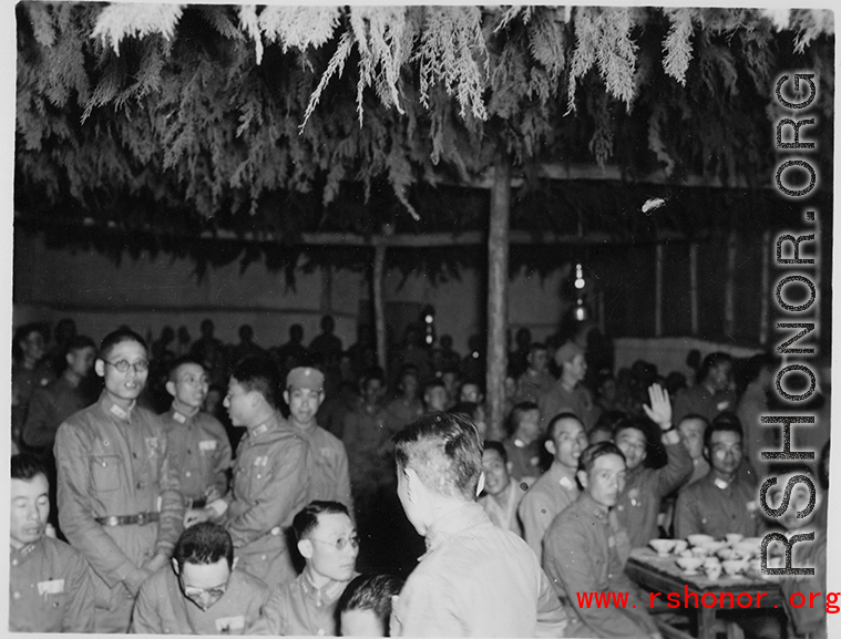 A banquet of Chinese officers (and a few American officers) at rally.