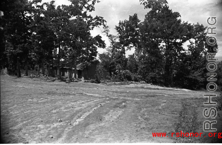 Adobe house on or near an American base in China during WWII.