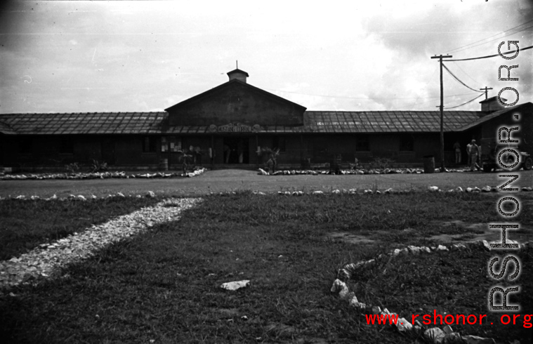 "The Mustang Corral" club at the American air base at Luliang in WWII in Yunnan province, China.