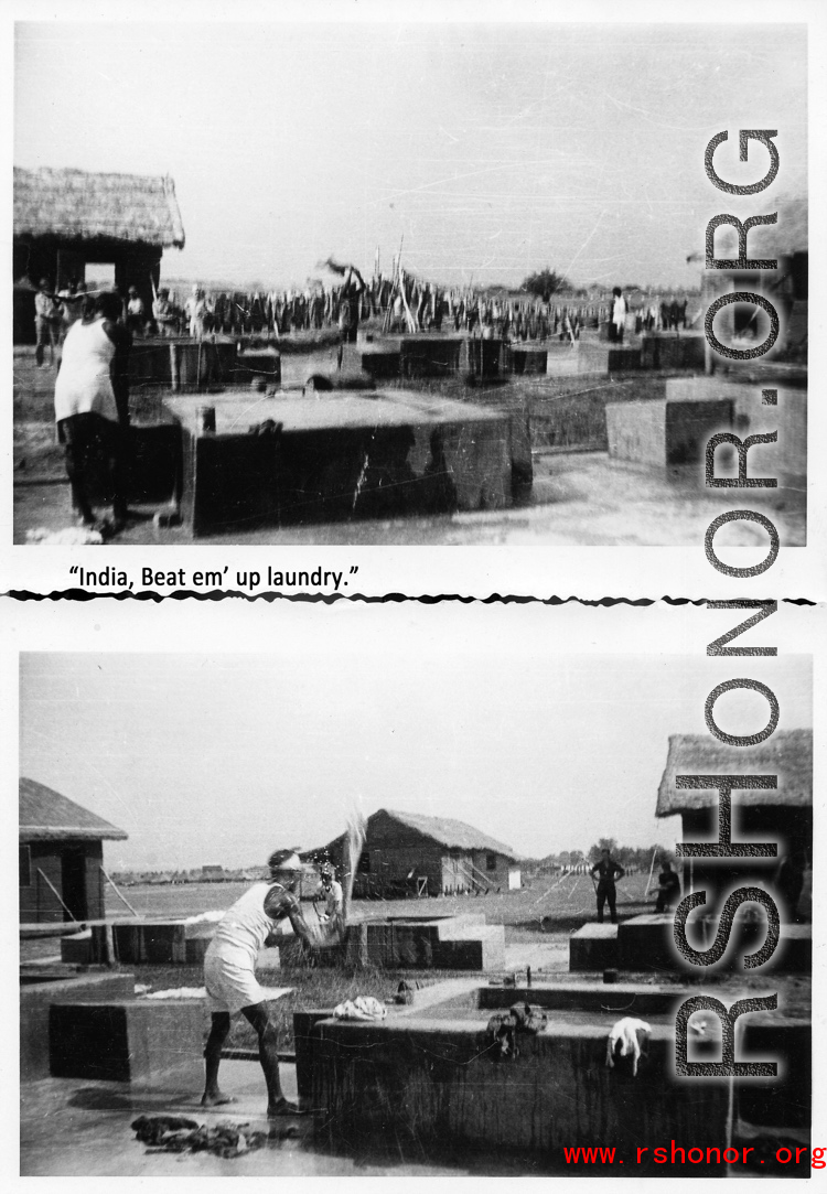 Laundry worker in India during WWII.