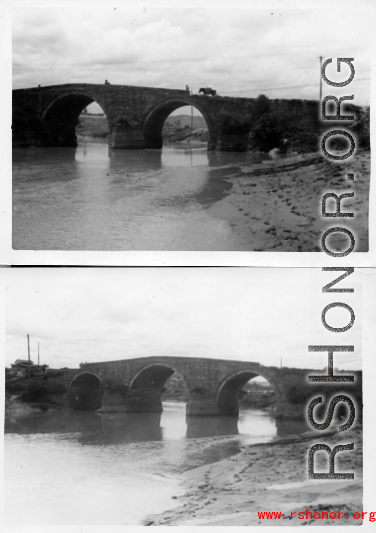 Arched bridge in Yunnan, China, during WWII.