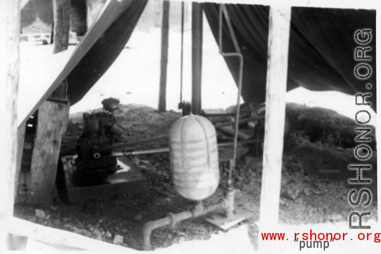 A jerry-rigged "pump" at an American base in China during WWII.