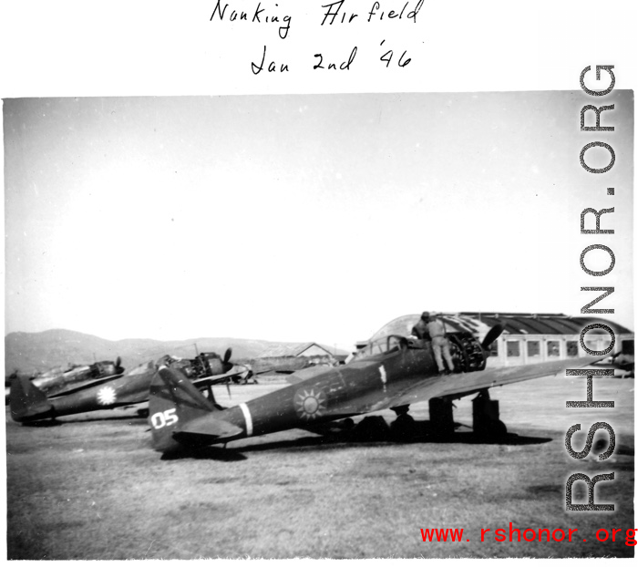 Japanese airplanes at the Nanjing Airport, during WWII, January 2, 1946.