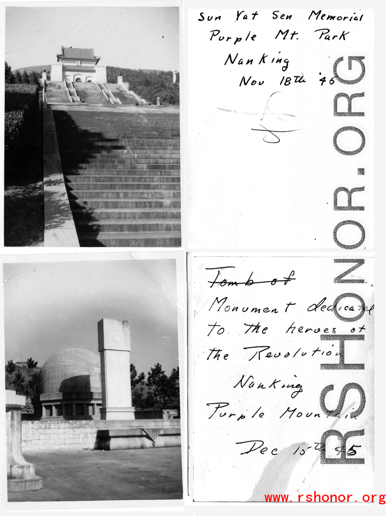 Monuments On Purple Mountain Park, China, late 1945.