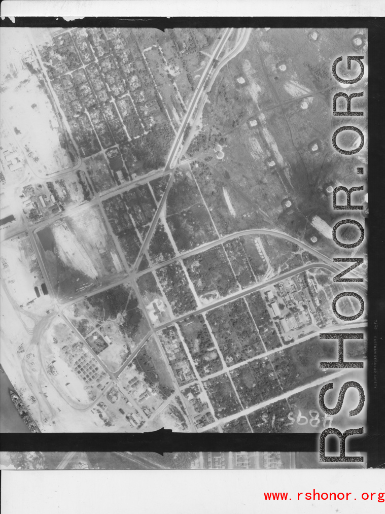 Aerial photograph of a base, possibly Allied, during WWII.