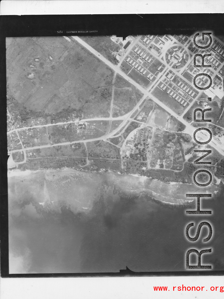 Aerial photograph of a base, possibly Allied, during WWII.