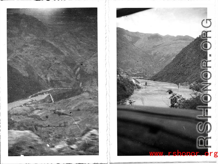 The Burma road and bridge over the Salween River on the way to China during WWII.