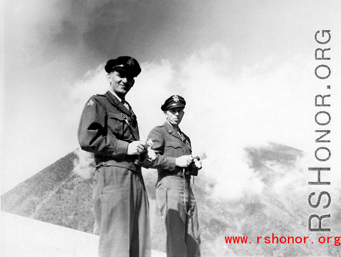 Pictured above in western Yunnan province, China, with Colonel William F. "Frank" Grubb, his war-time best friend, Chaplain Mengel went 'above-and-beyond the call of duty' by flying into battle with his men. Colonel Grubb recounted stories of how Chaplain Mengel rode in his co-pilot seat during bombing runs to pray until they returned safely to base. Chaplain Mengel did this unarmed, with only a knife for self-defense.