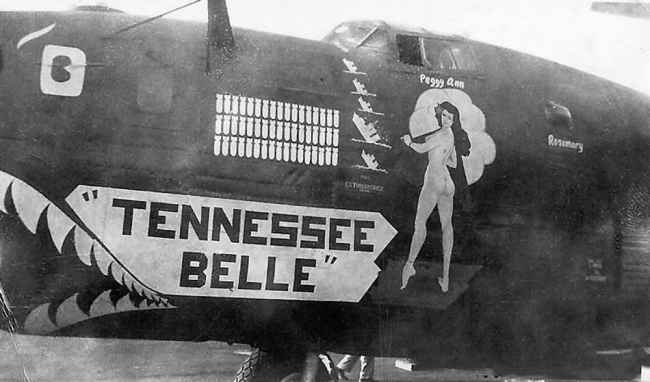 B-24J #42-100036, "Tennessee Belle," a LAB-equipped Liberator.